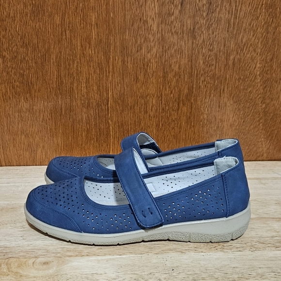 VJH Confort Women's Comfortable Breathable Slip-On Mary Jane Flats, Navy Blue - Picture 5 of 11